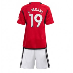 Manchester United Raphael Varane #19 Dětské Domácí dres komplet 2023-24 Krátký Rukáv (+ trenýrky)
